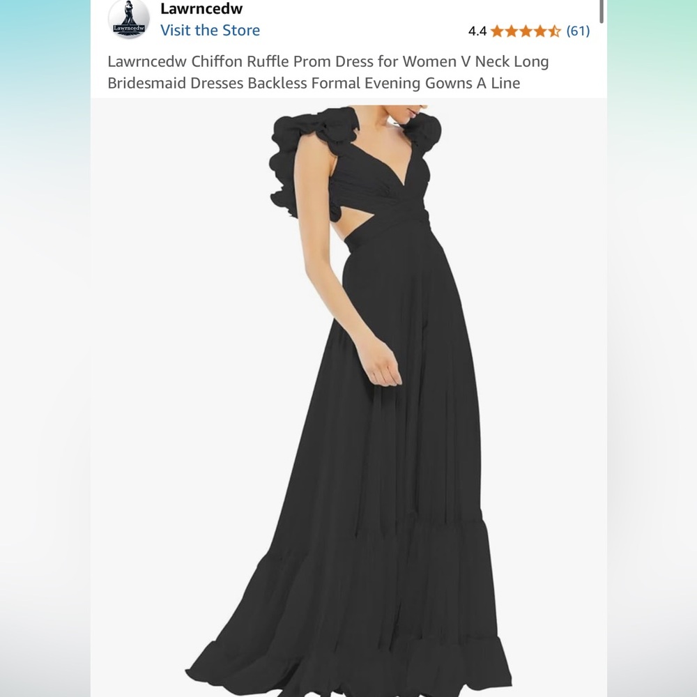 Cutout sides evening gown black chiffon with corset back